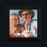 Cute Love Heart Photo Couples Personalized Names Gift Box<br><div class="desc">Cute Love Heart Photo Couples Personalized Names Gift Box features your favorite photo with a love heart and personalized with your names in modern white script. Personalize by editing the text in the text box provided and adding your own picture. Perfect gifts for couples, girlfriend, wife, sweetheart and more for...</div>