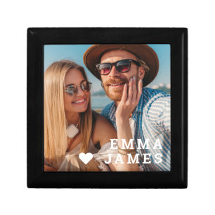 Cute Love Heart Photo Couples Personalized Names Gift Box