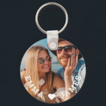 Cute Love Heart Photo Couples Personalized Names Keychain<br><div class="desc">Cute Love Heart Photo Couples Personalized Names Keychain features your favorite photo with a love heart and personalized with your names in modern white script. Personalize by editing the text in the text box provided and adding your own picture. Perfect gifts for couples, girlfriend, wife, sweetheart and more for birthday,...</div>