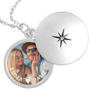 Cute Love Heart Photo Couples Personalized Names Locket Necklace