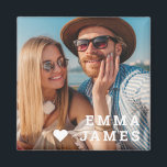 Cute Love Heart Photo Couples Personalized Names Magnet<br><div class="desc">Cute Love Heart Photo Couples Personalized Names Stone Magnet features your favorite photo with a love heart and personalized with your names in modern white script. Personalize by editing the text in the text box provided and adding your own picture. Perfect gifts for couples, girlfriend, wife, sweetheart and more for...</div>