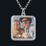 Cute Love Heart Photo Couples Personalized Names Silver Plated Necklace<br><div class="desc">Cute Love Heart Photo Couples Personalized Names Silver Plated Necklace features your favorite photo with a love heart and personalized with your names in modern white script. Personalize by editing the text in the text box provided and adding your own picture. Perfect gifts for couples, girlfriend, wife, sweetheart and more...</div>