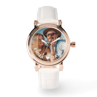 Cute Love Heart Photo Couples Personalized Names Watch