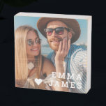 Cute Love Heart Photo Couples Personalized Names Wooden Box Sign<br><div class="desc">Cute Love Heart Photo Couples Personalized Names Wooden Box Sign features your favorite photo with a love heart and personalized with your names in modern white script. Personalize by editing the text in the text box provided and adding your own picture. Perfect gifts for couples, girlfriend, wife, sweetheart and more...</div>