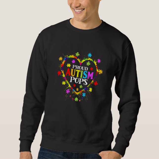 Cute Love Heart Proud Autism Pops Autism Awareness Sweatshirt (Front)