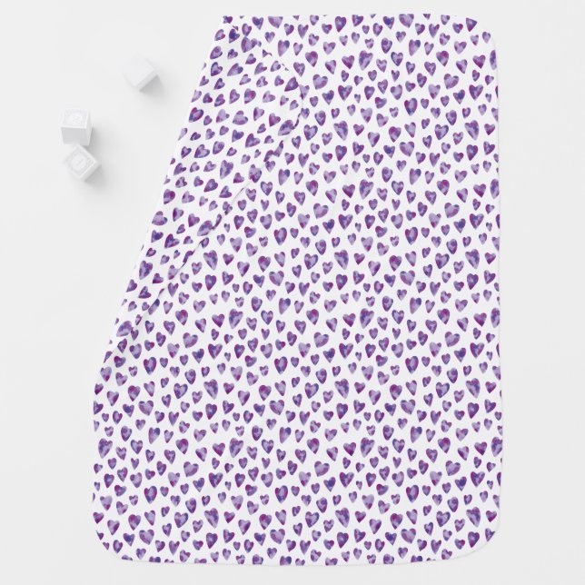 Cute love Heart purple Baby Blanket (In Situ)
