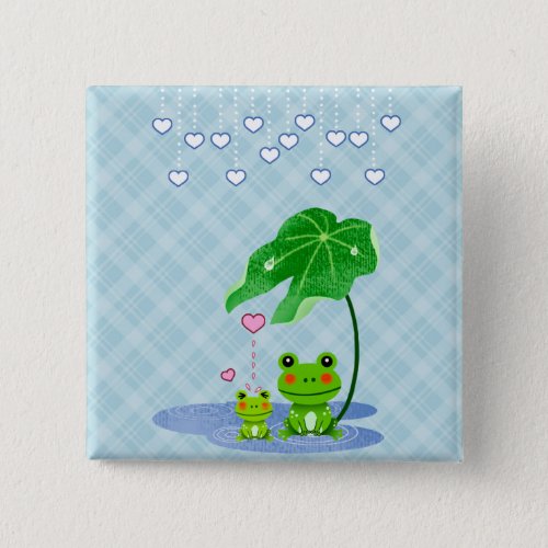 Cute Love Heart Rain  Frogs _ Love Just Happens Pinback Button