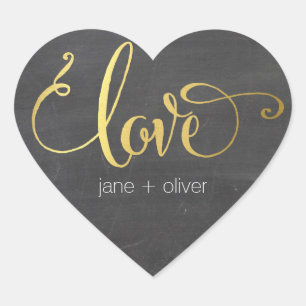 CUTE LOVE HEART SEAL modern gold foil chalkboard