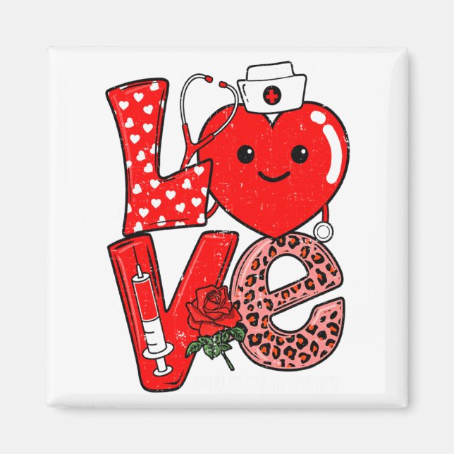 Cute Love Heart Stethoscope Phlebotomist Life Vale Magnet (Front)