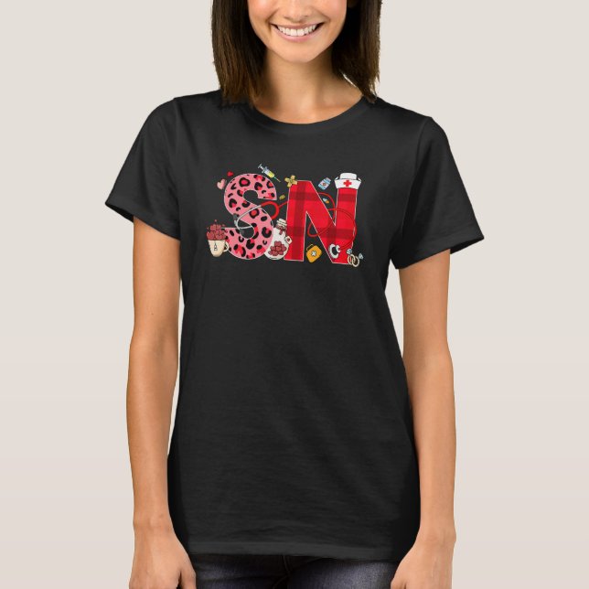 Cute Love Heart Stethoscope School Nurse Life Vale T-Shirt (Front)