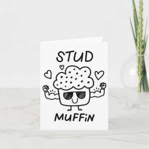 Cute Love Heart Stud Muffin Valentines Day Top  Card