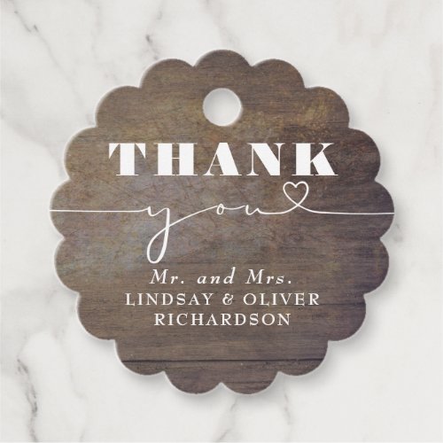 Cute Love Heart Text Rustic Wedding Thank You Favor Tags