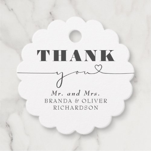 Cute Love Heart Text Thank You Wedding Favor Tags