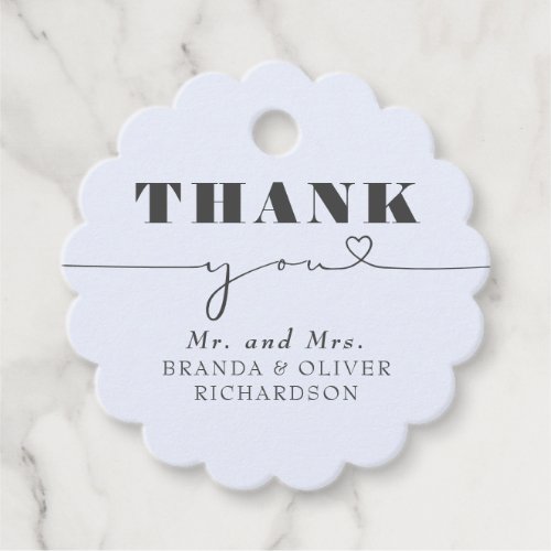 Cute Love Heart Text Wedding Thank You Favor Tags