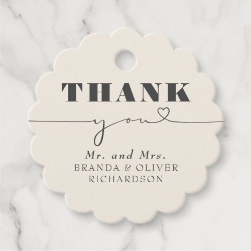 Cute Love Heart Text Wedding Thank You Favor Tags