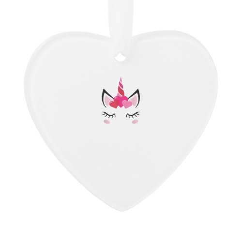 Cute Love Heart Unicorn Valentines Day Top T-Shirt Ornament