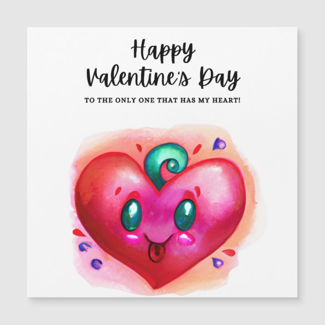 Cute Love Heart Valentine's day  magnetic card (Front)