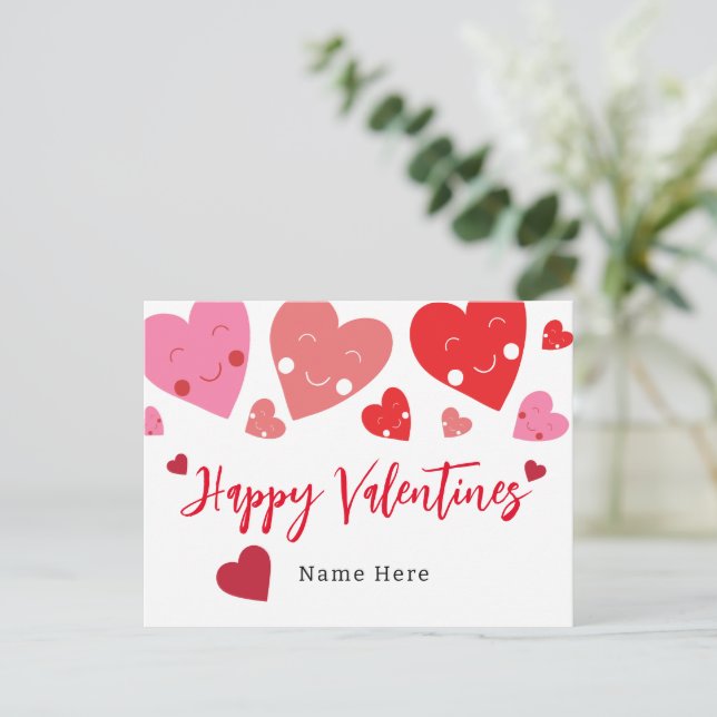 Cute Love Heart Valentine's Postcard (Standing Front)
