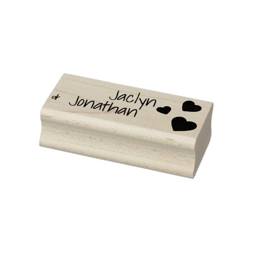 Cute Love Hearts 2 Names Wedding Engagement Custom Rubber Stamp