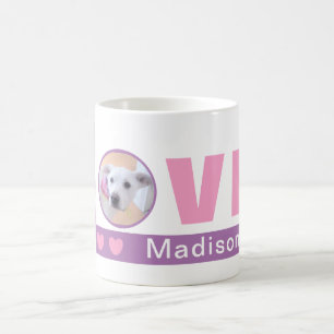 Cute Love Hearts Dog Photo Valentines Day Pink Coffee Mug