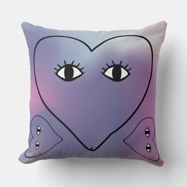 Cute Love Hearts Face  Throw Pillow (Front)
