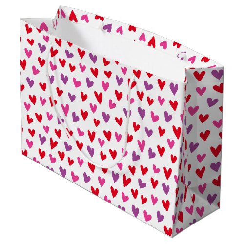 Cute Love Hearts Pink Purple Red Valentine Large Gift Bag