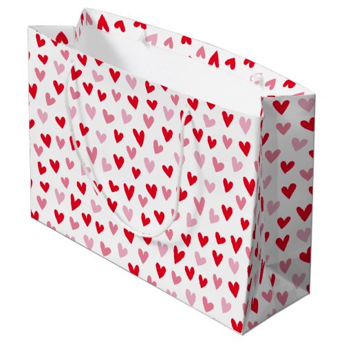 Cute Love Hearts Pink  Red Valentine Large Gift Bag