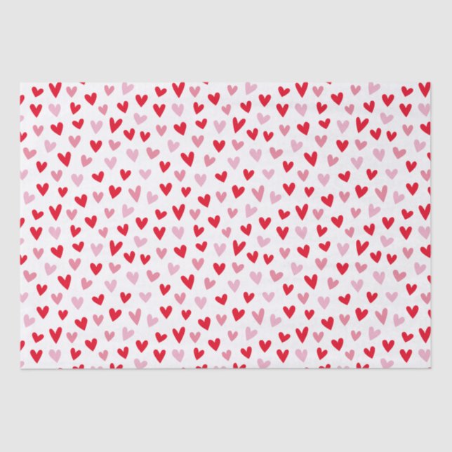 Cute Love Hearts Pink & Red Valentine Tissue Paper (Front)