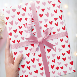 Cute Love Hearts Pink & Red Valentine Wrapping Paper