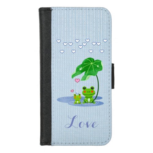 Cute Love Hearts Rain Drops Frog Couple Valentine iPhone 87 Wallet Case