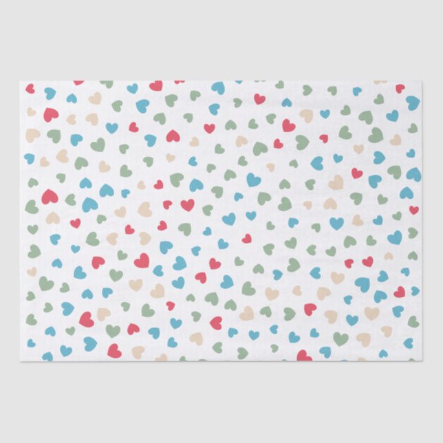 Cute Love Hearts Valentines Day Tissue Paper (Front)