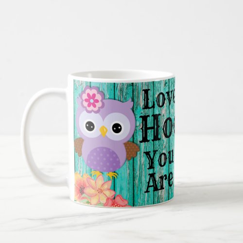 Cute Love Hoo You Are Pastel Purple Owl and Flower Coffee Mug