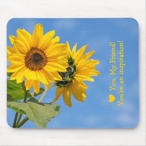 Cute Love Inspiration Sunflowers Upload Photo Text Mouse Pad