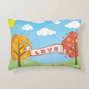Cute Love Kindness Trees Flowers Birds Kid's Name Accent Pillow