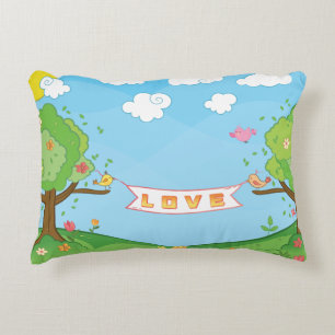 Cute Love Kindness Trees Flowers Birds Kid's Name Accent Pillow