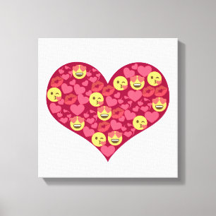 Cute Love Kiss Lips Emoji Heart Canvas Print