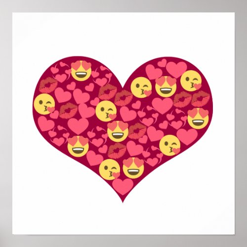 Cute Love Kiss Lips Emoji Heart Poster