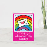 Cute Love Letter And Rainbow Valentines Day Holiday Card