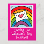 Cute Love Letter And Rainbow Valentines Day Holiday Postcard