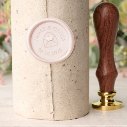 Cute Love Letter Custom Names Wedding Date Wax Seal Stamp