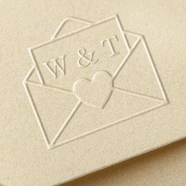 Cute Love Letter Envelope Custom Monogram Initials Embosser (Creator Uploaded)