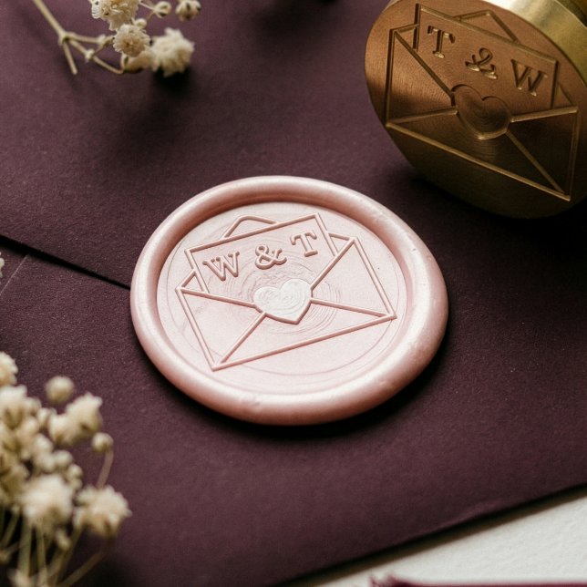 Cute Love Letter Envelope Custom Monogram Initials Wax Seal Stamp (Cute Love Letter Envelope Custom Monogram Initials Wax Seal Stamp)