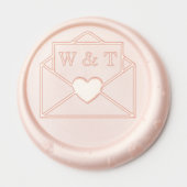 Cute Love Letter Envelope Custom Monogram Initials Wax Seal Sticker (Front)