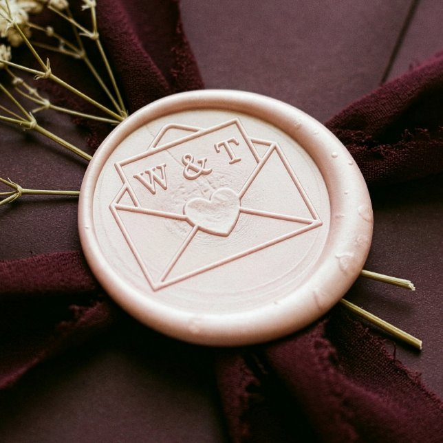 Cute Love Letter Envelope Custom Monogram Initials Wax Seal Sticker (Cute Love Letter Envelope Custom Monogram Initials Wax Seal Sticker)