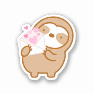 Cute Love Letter Sloth Sticker