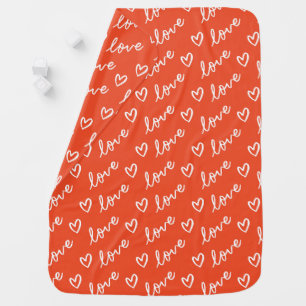Cute Love Lettering & Hearts Pattern Red Baby Blanket
