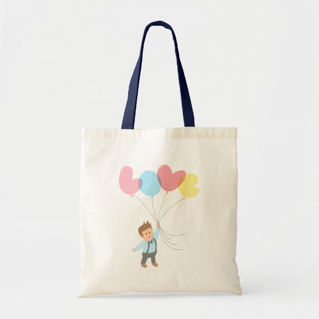 Cute Love Lift Us Up Boy With Balloons Tote Bag (Front)