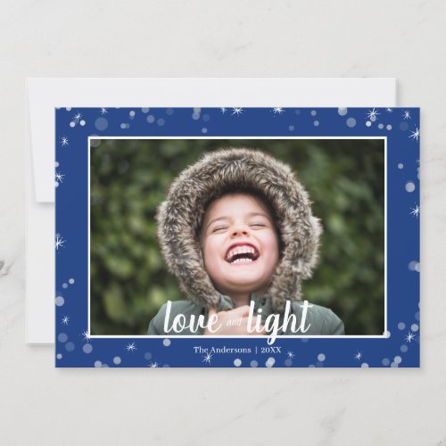 Cute Love  Light Hanukkah Holiday Photo Card