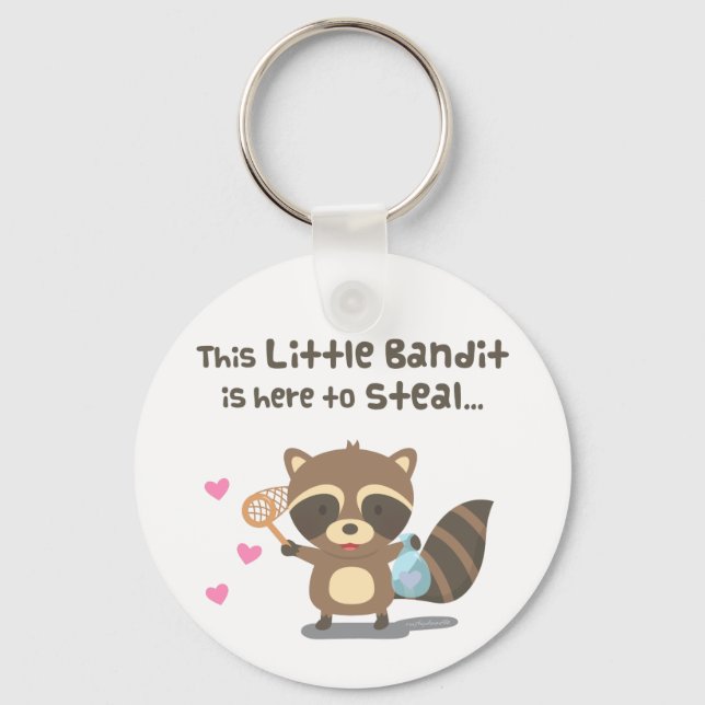 Cute Love Little Masked Bandit Raccoon Keychain (Front)