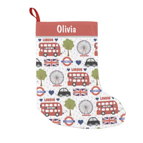 Cute Love London Elements Personalized Small Christmas Stocking